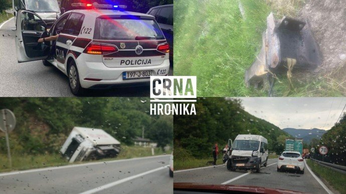 Teška nesreća kod Ilijaša: Pala kašika s bagera, sudarili se kamion i kombi, saobraćaj otežan