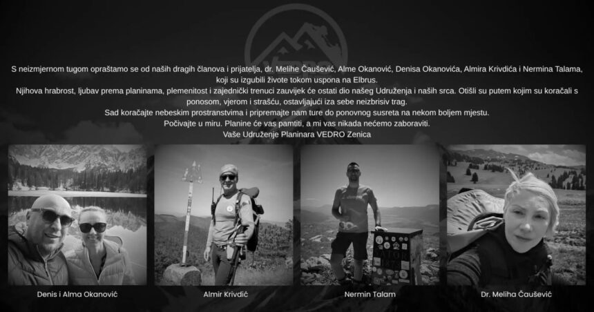 Udruženje planinara 'Vedro' oprostilo se od pet poginulih članova: Bili ste nepresušni izvori dobrote, ljubavi i hrabrosti