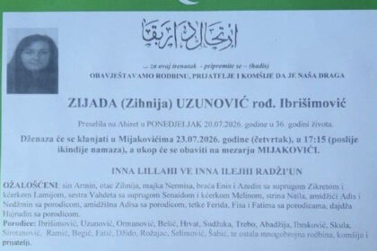 Poznat termin dženaze Zijadi Uzunović koju je Amir izbo na smrt