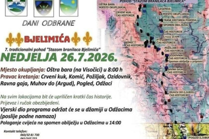 U nedjelju 26. jula tradicionalni pohod “Stazom branilaca Bjelimića”