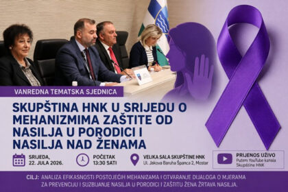 Skupština HNK: Tematska sjednica o zaštiti od nasilja u porodici i nasilja nad ženama