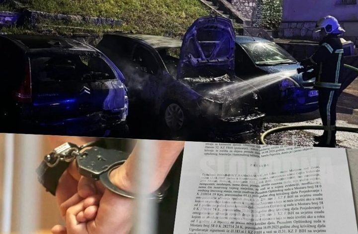 PRESUDA ZA AUTO-BUKTINJU U MOSTARU: Rijad Riky Rahmanović, nakon priznanja krivice, za paljenje 7 vozila osuđen na godnu dana zatvora