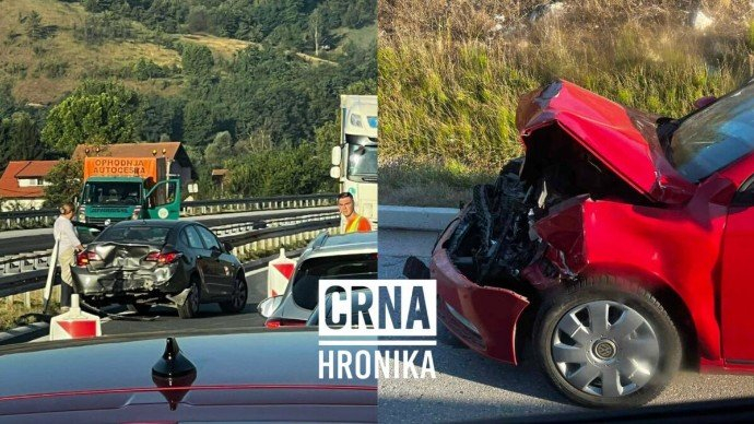 Udes na autocesti kod Kaknja: Potpuno obustavljen saobraćaj, dvije osobe povrijeđene