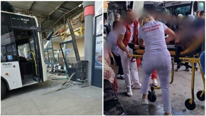 Užas u Živinicama: Autobus se zabio u autobusku stanicu, povrijeđene tri osobe