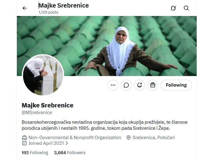 Reakcija Munire Subašić i udruženja: Profil 'Majke Srebrenice' na mreži X nije naš službeni nalog, tražit ćemo pravnu zaštitu